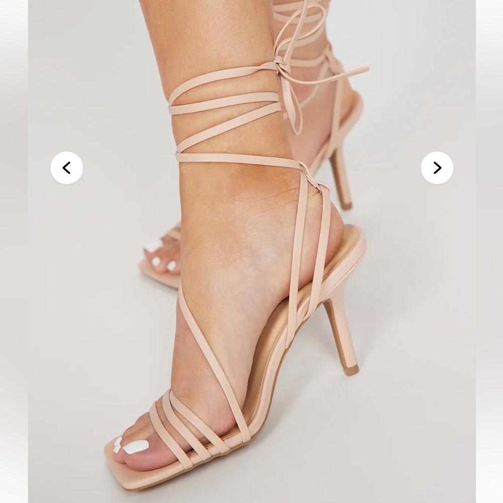 Square toe Nude Strappy Heels